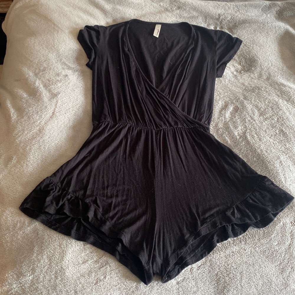 Boutique wrap romper, flutter shorts